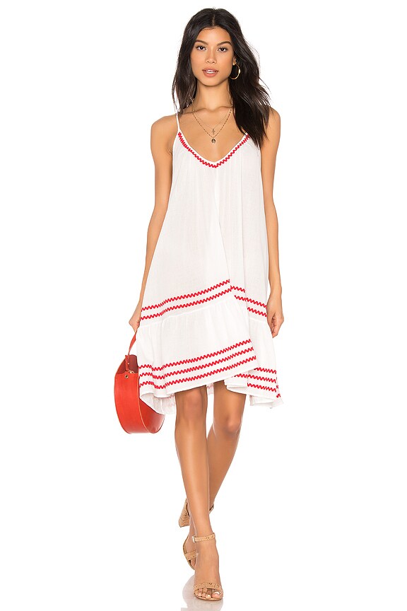 view 1 of 3 St Tropez Ruffle Mini Dress in White & Red