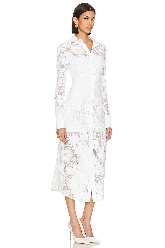 view 2 of 3 Floral Applique Midi Dress in White