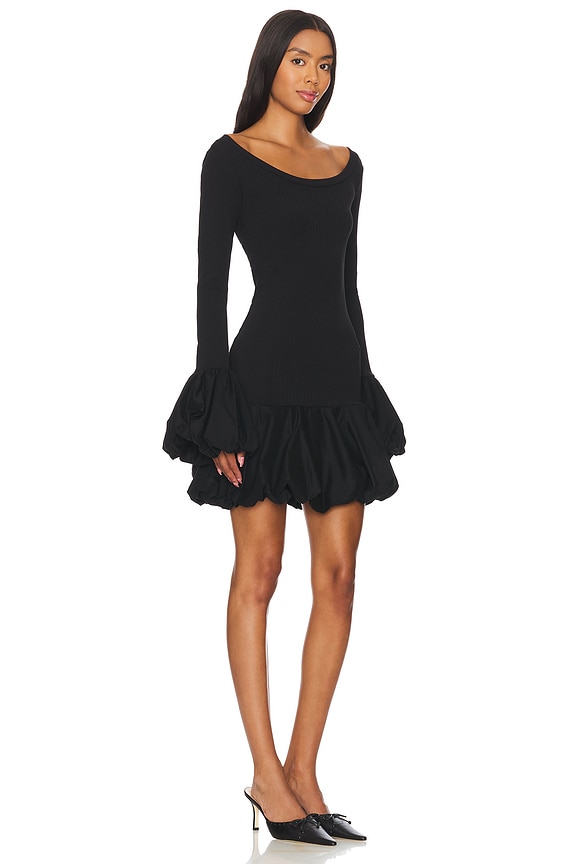 view 2 of 3 Balloon Contrast Knit Dress in Black