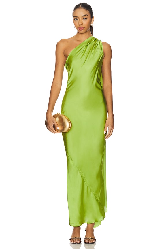 view 2 of 4 for FWRD One Shoulder Dress With Cape in Olive Green