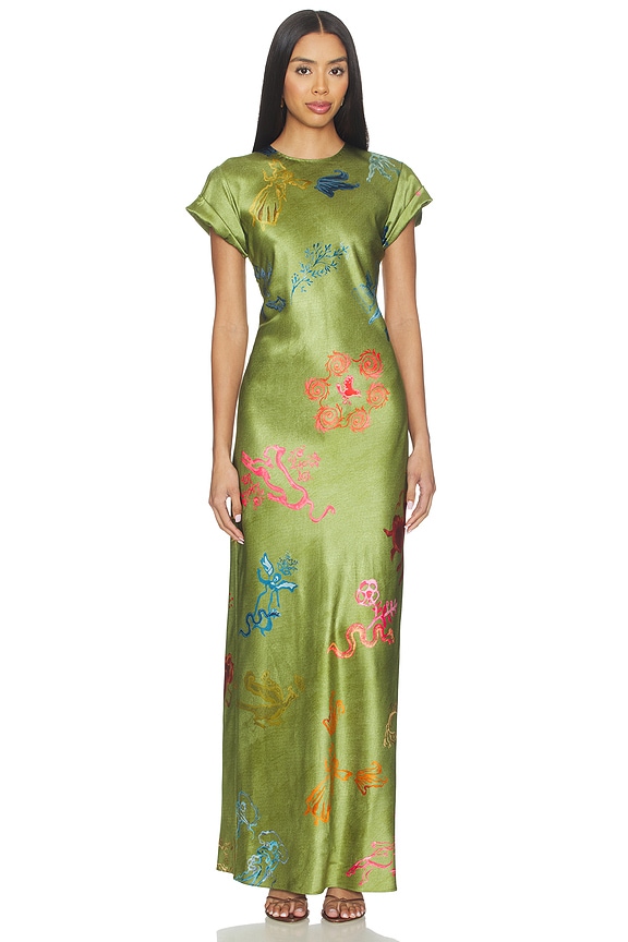 view 1 of 3 VESTIDO NAUSHEEN in Green Print