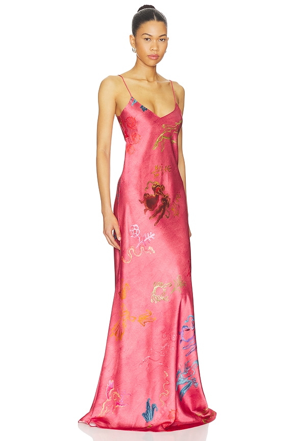 view 2 of 3 VESTIDO LENCERO AL BIES in Pink Print