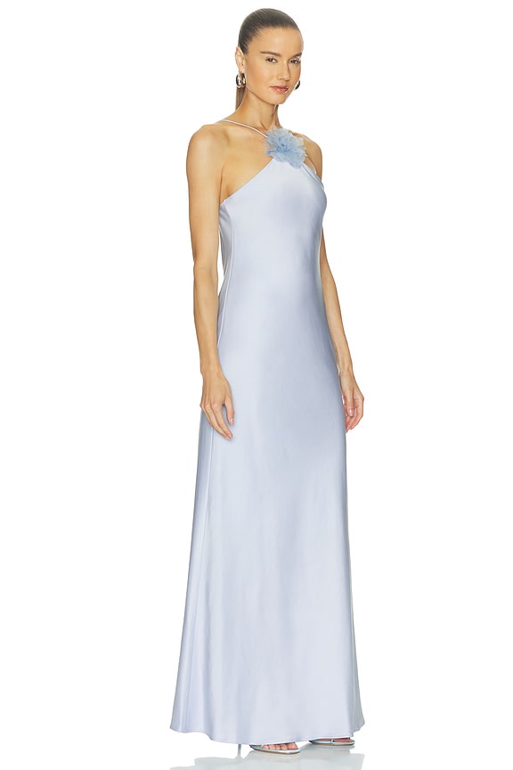 view 2 of 4 Halter Slip Gown With Flower in Silver Blue