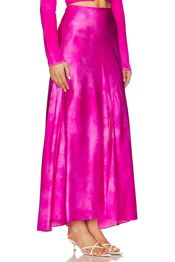 view 2 of 6 Flared Midi Skirt in Fuschia Shibori