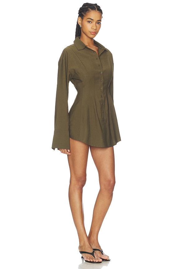 view 2 of 3 Charitie Button Up Mini Dress in Olive Green