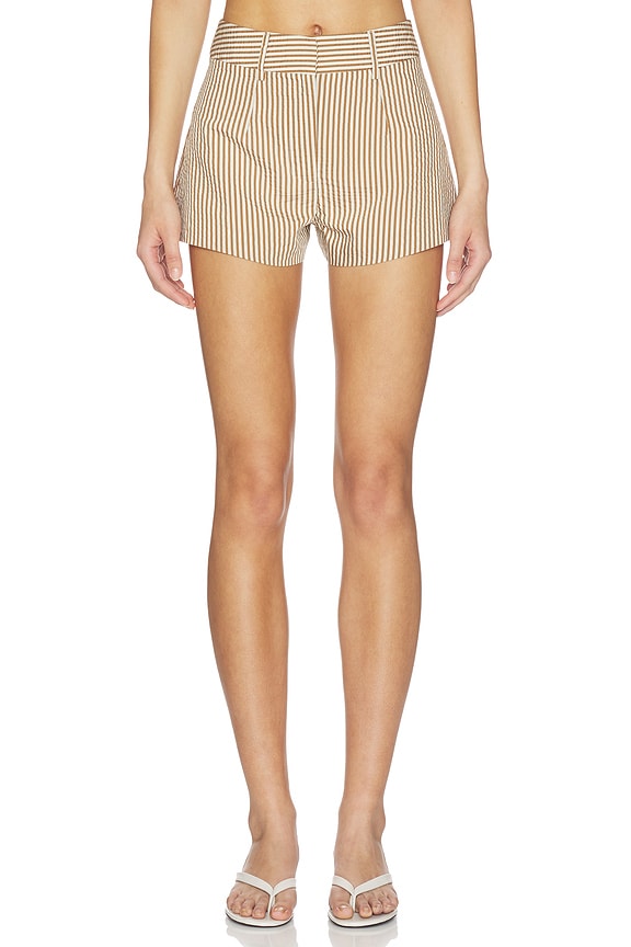 view 1 of 6 Reed Short in Brown & Cream Stripe