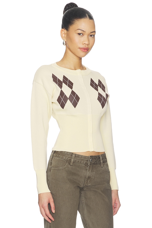 view 2 of 4 CÁRDIGAN KOURTNEY in Cream & Brown Argyle