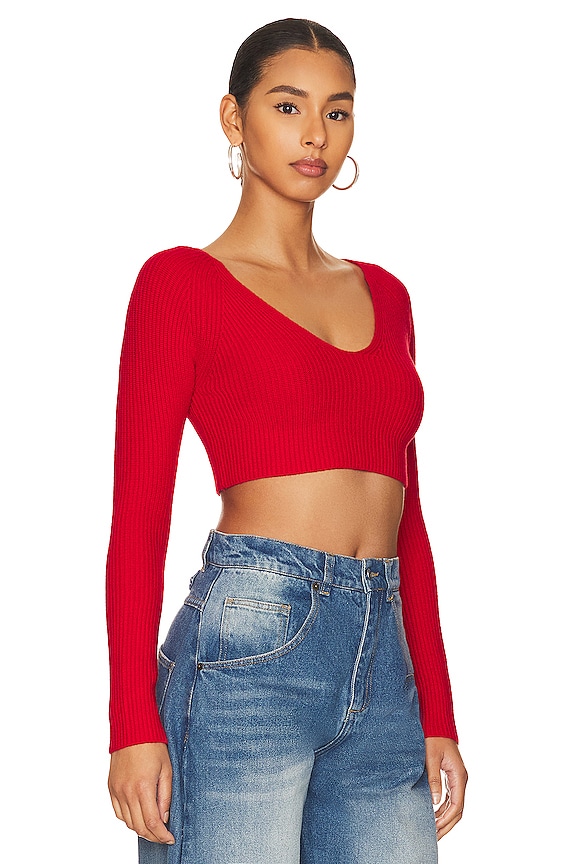 view 2 of 4 Mina Crop Sweater in Red