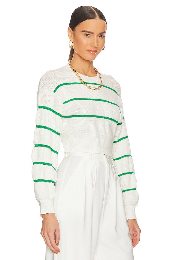 view 2 of 4 Sophia Stripe Sweater in White & Green