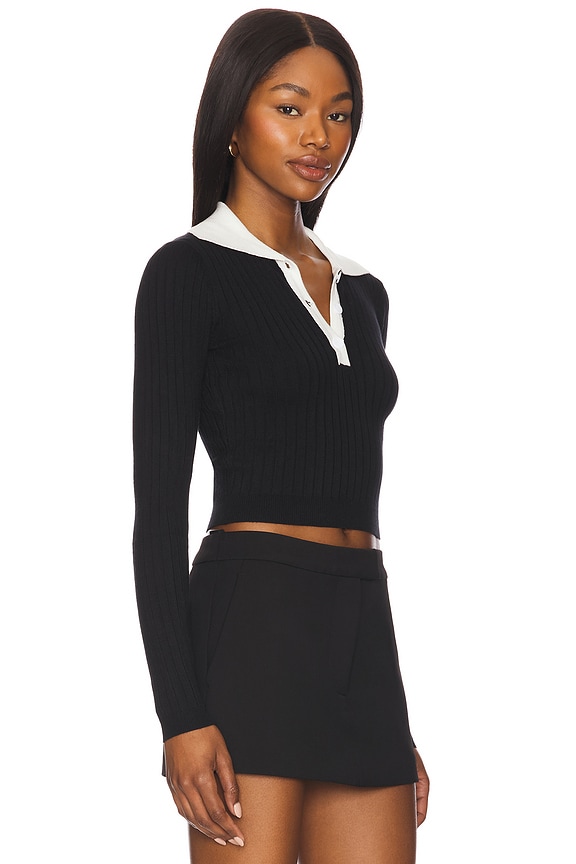 view 2 of 4 Helena Polo Sweater in Black & White
