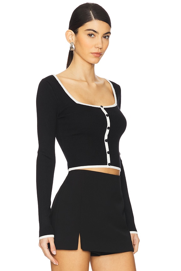 view 2 of 4 Deanna Cardigan in White & Black