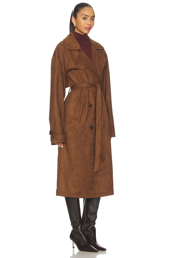 view 2 of 3 Milana Faux Suede Coat in Brown