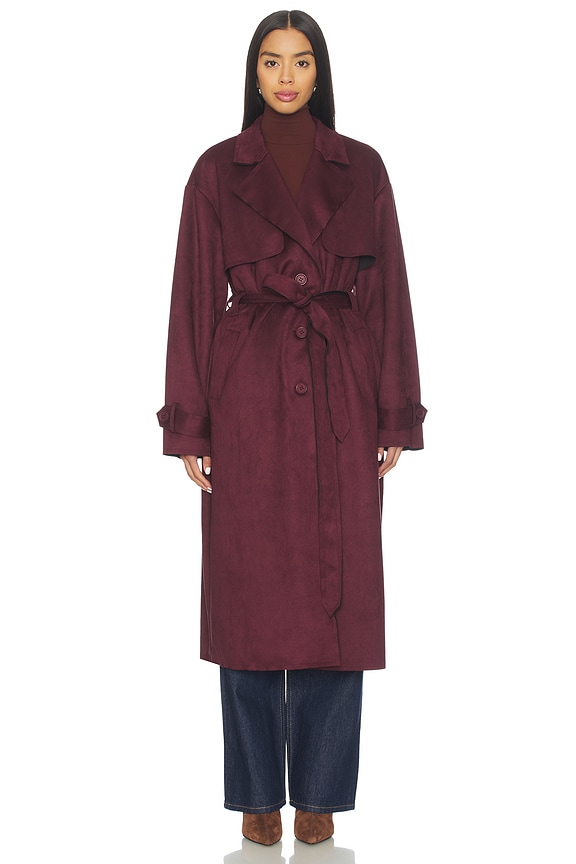 view 2 of 4 Moxie Faux Suede Coat in Wine