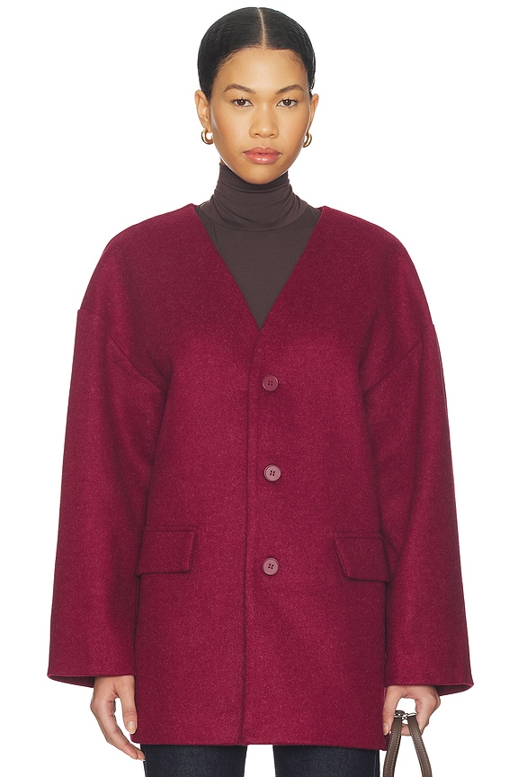 view 2 of 5 Stevie Scarf Coat in Burgundy