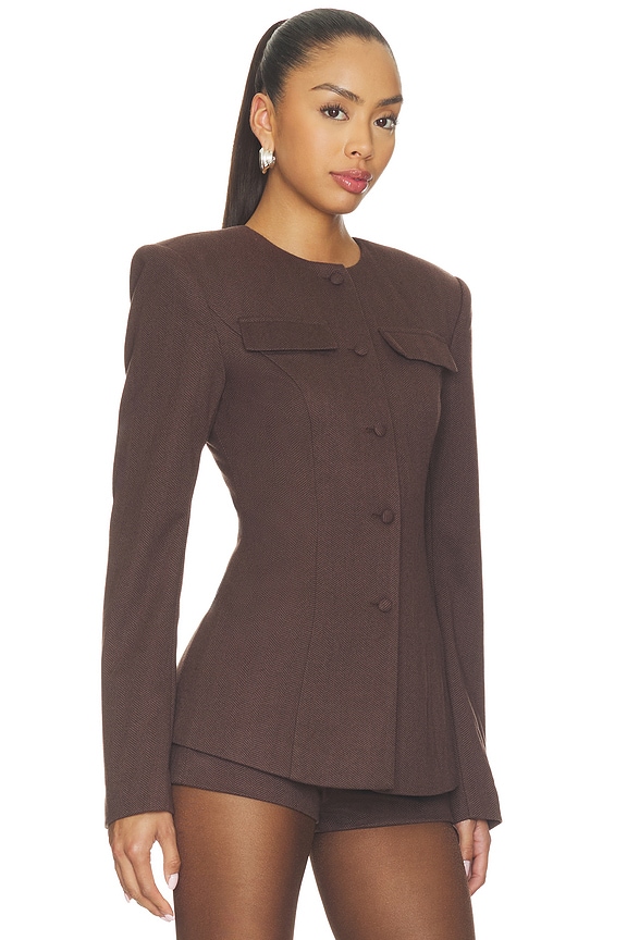 view 2 of 4 Trina Collarless Blazer in Brown