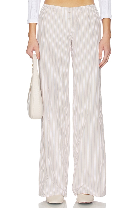 view 1 of 6 Athena Pant in Beige Stripe