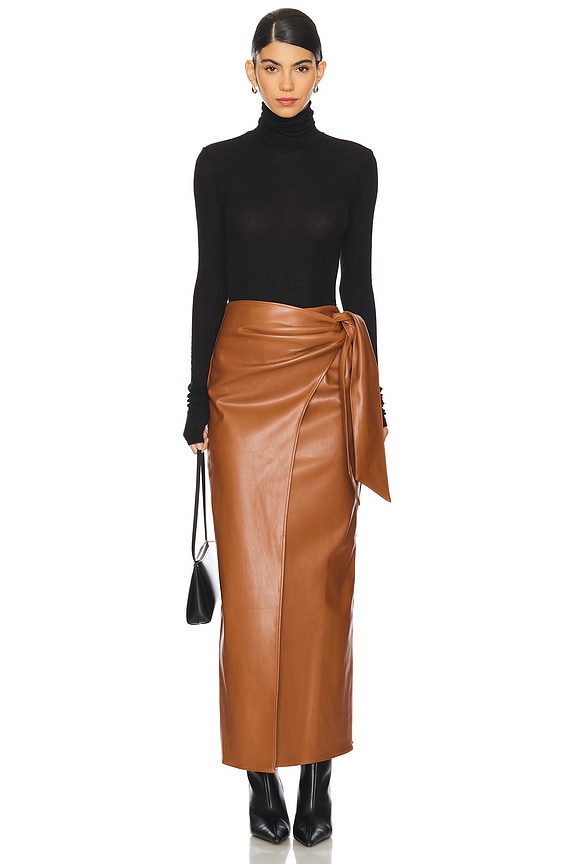 ALL THE WAYS Kassidy Faux Leather Skirt in Camel | REVOLVE