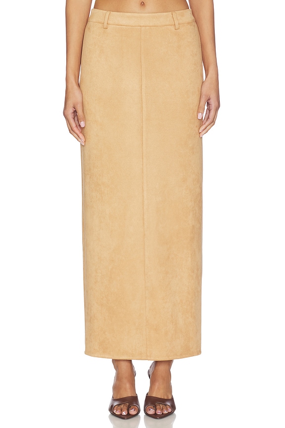 view 1 of 6 Bailey Faux Suede Skirt in Light Beige