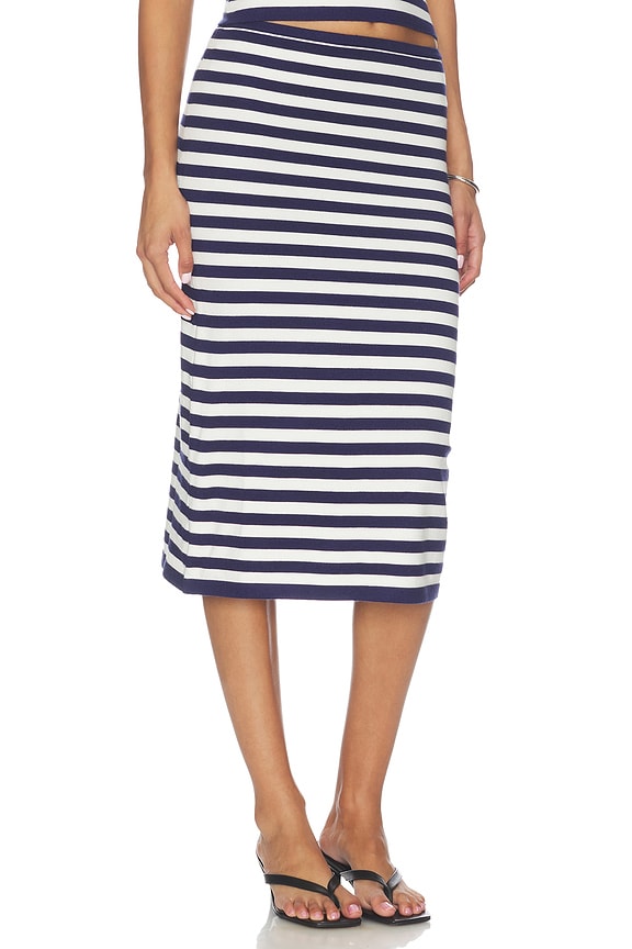 view 2 of 6 Jolene Midi Skirt in Navy Stripe