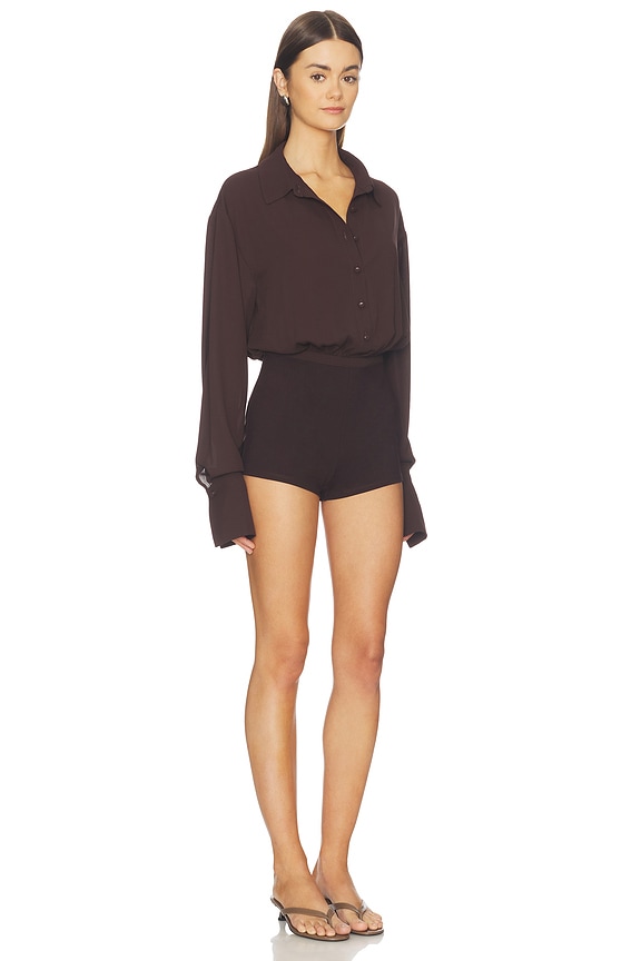 view 2 of 3 Clarissa Romper in Dark Brown