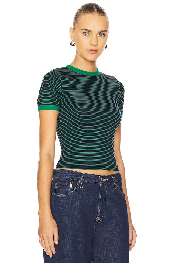 view 2 of 5 AVEN 탑 in Green Stripe