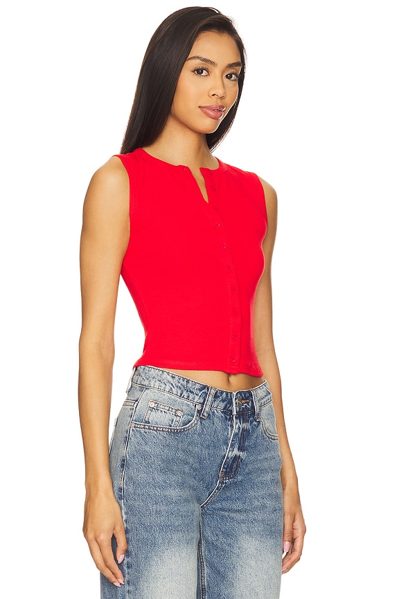 view 2 of 4 Cassie Button Front Top in Red