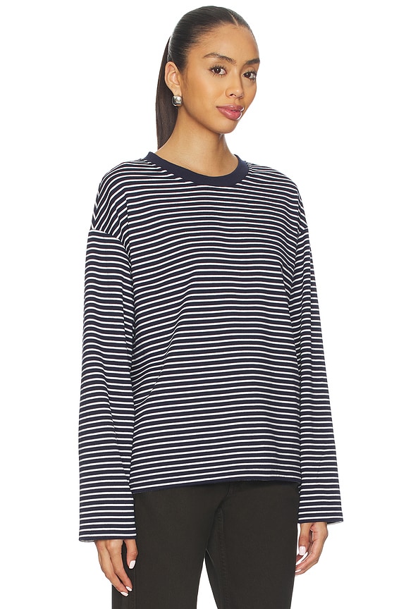 view 2 of 5 Lily Long Sleeve Top in Navy Stripe