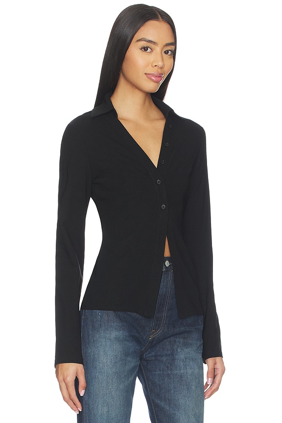 view 2 of 4 Madeline Button Front Top in Black