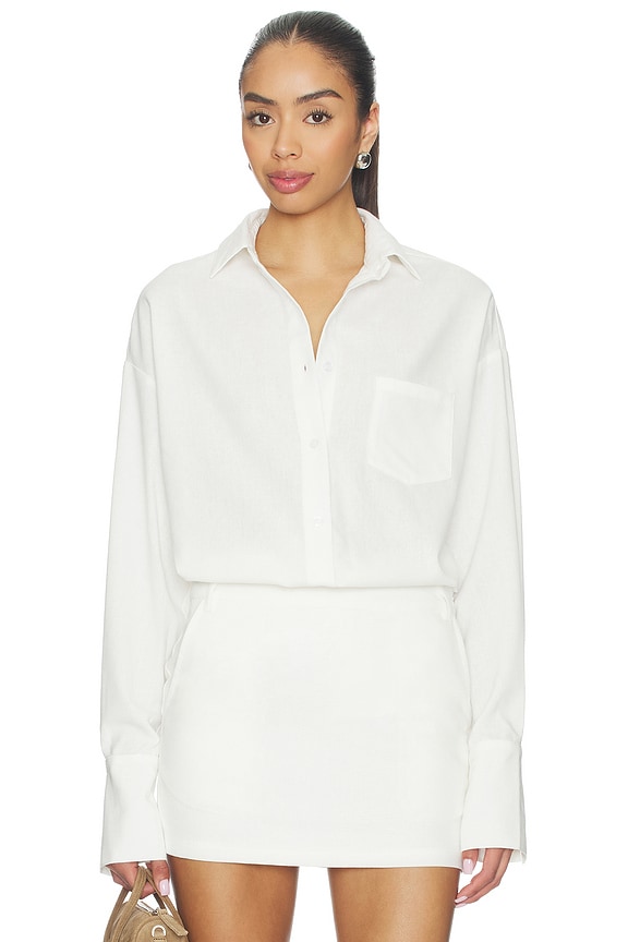 view 1 of 4 Greta Button Up Top in White
