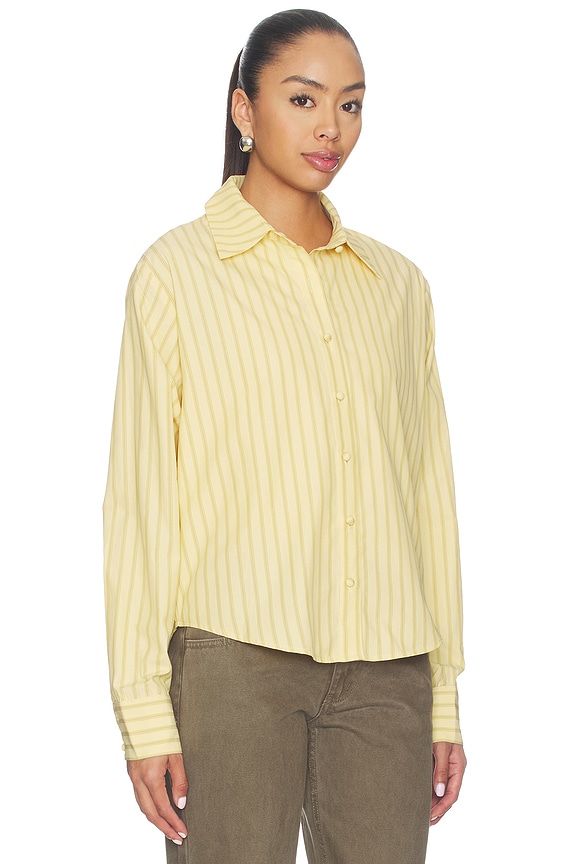 view 2 of 5 Julie Button Up Top in Yellow Stripe