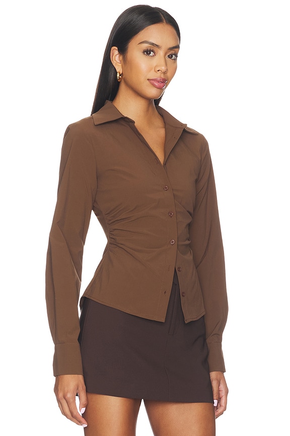 view 2 of 4 Millie Button Up Top in Brown