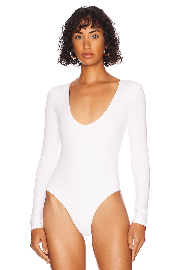 view 2 of 5 Malina Deep V Bodysuit in White