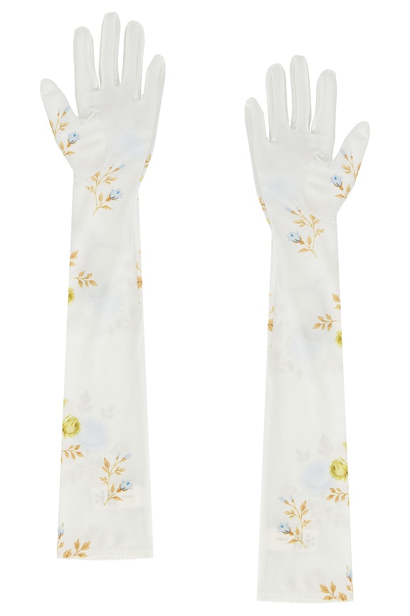 view 2 of 2 Edda Long Gloves in Ivory With Print