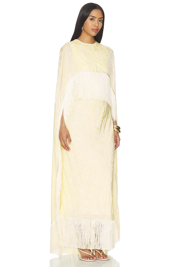 view 2 of 4 Bernice Jacquard Cape With Fringe in Buttermilk