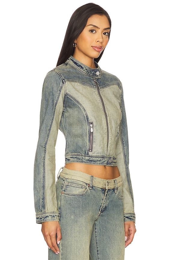 view 2 of 4 Roxie Denim Moto Jacket in Tint Dark Blue