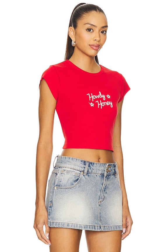 view 2 of 4 90's Rib Cut Off Tee in Red