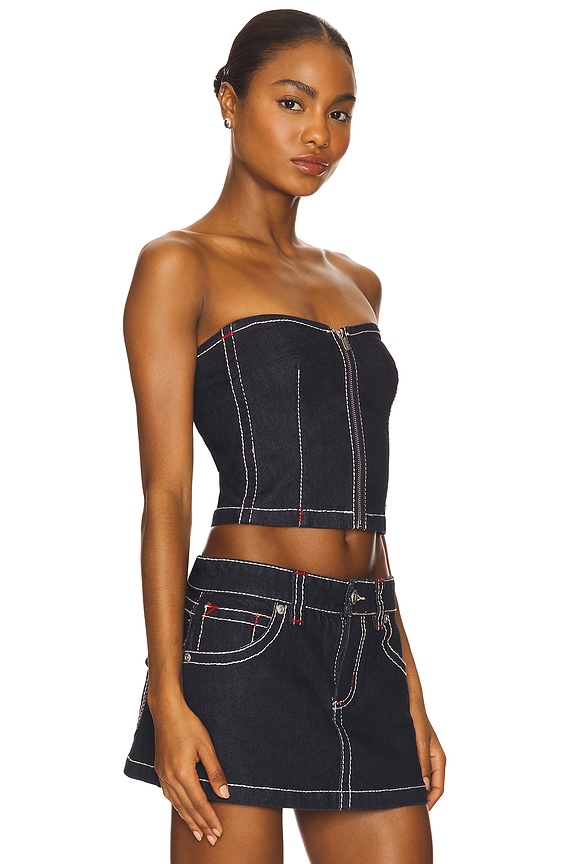 view 2 of 4 Cameron Denim Bustier in Rinse Denim