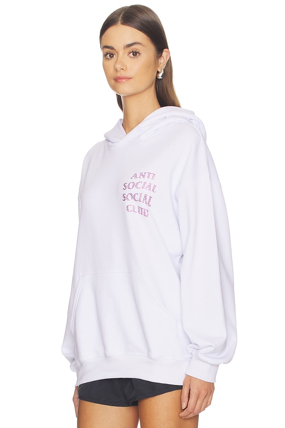 view 2 of 5 Rhinestone Mind Games Hoodie in White & Pink