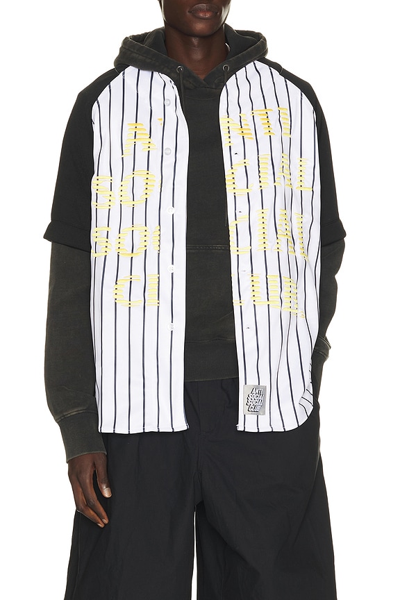 view 1 of 5 Pinstriped Baseball Jersey in Black & White