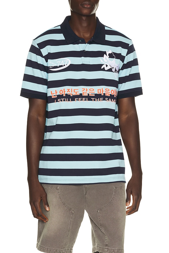 view 1 of 5 Devilish Polo in Blue Stripe