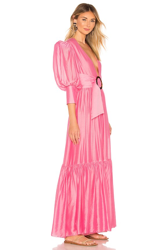 view 2 of 3 Voluminous Sleeves and Hoop Maxi Dress in Pink