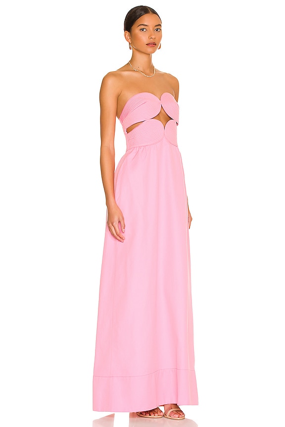 view 2 of 3 Solid Strapless Matelasse Long Dress in Pink