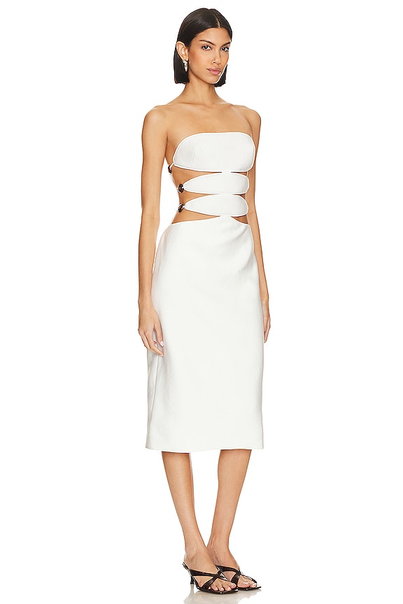 view 2 of 3 VESTIDO MIDI CON CORTES VINTAGE ORCHID in Off White