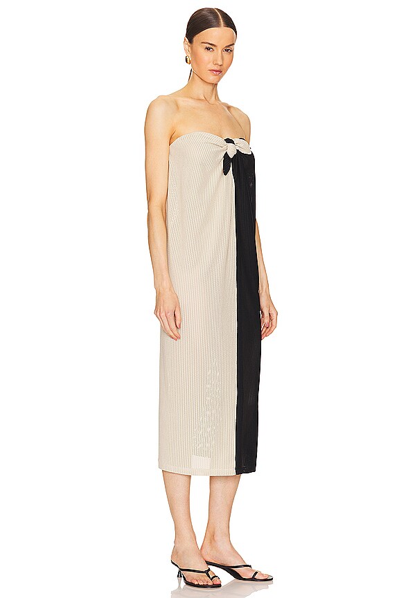 view 2 of 3 ROBE MI-LONGUE BICOLOR in Black & Beige