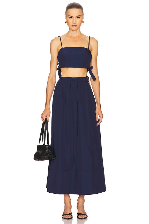 view 2 of 3 Geometric Top And Voluminous Skirt Set in Navy