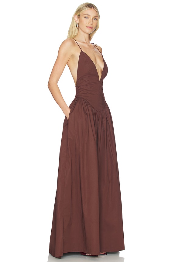 view 2 of 3 Opulence Deep-V Maxi Dress in Brown