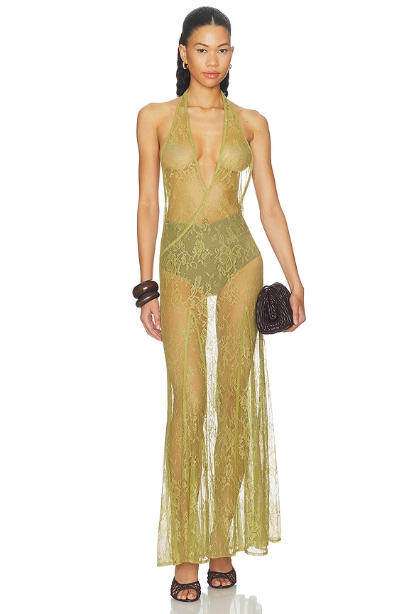 view 1 of 3 Lace Bare-back Maxi Dress in Pistachio