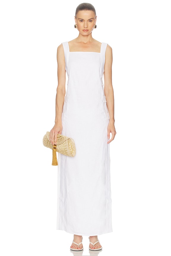 view 2 of 4 ROBE MAXI LINEN CAGE COVERUP in Off White