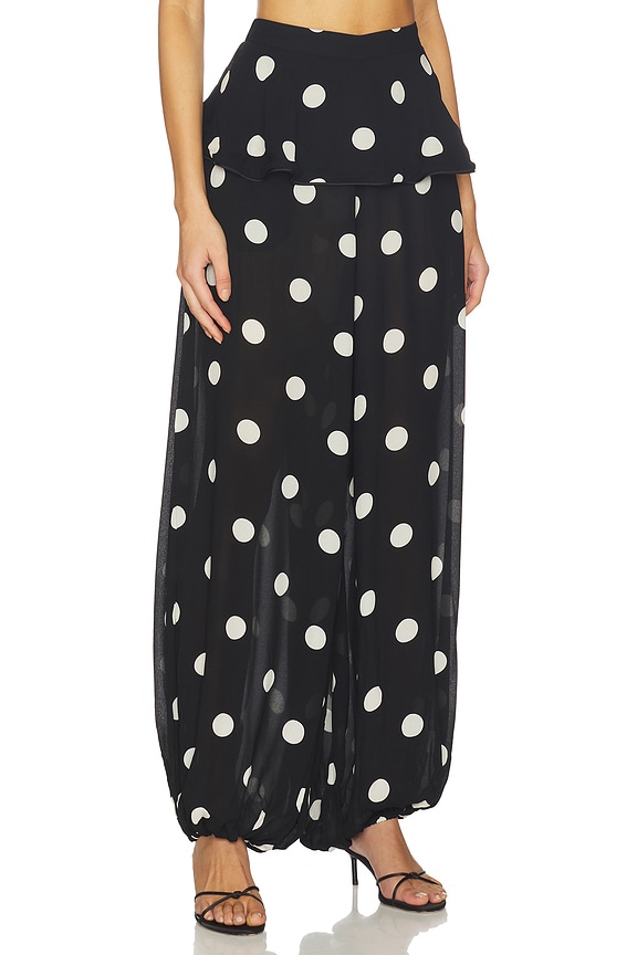 view 2 of 6 Polka Dot Peplum Pants in Black