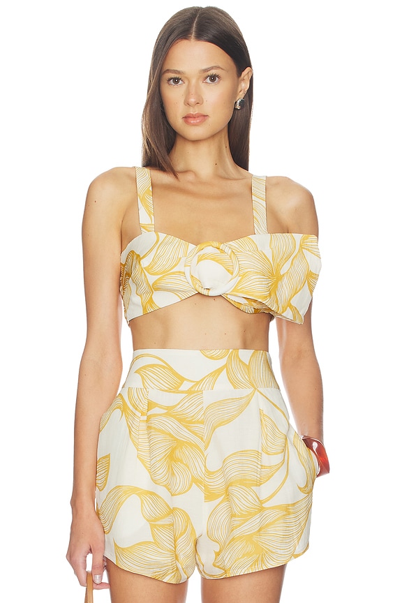 view 1 of 4 Foliage Bralette Top in Cashew Yellow